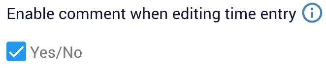 Enable comment when time entry in Premium setting screen
